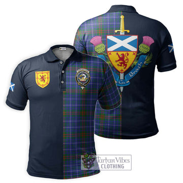 Edmonstone Tartan Polo Shirt Alba with Scottish Lion Royal Arm Half Style Kid - Tartan Vibes Clothing