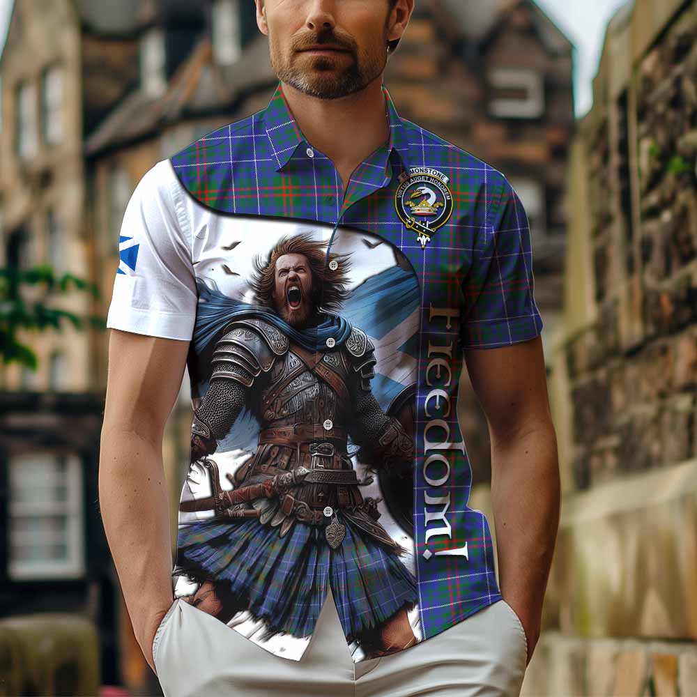 Tartan Vibes Clothing Edmonstone Crest Tartan Short Sleeve Button Shirt Inspired by the Freedom of Scottish Warrior