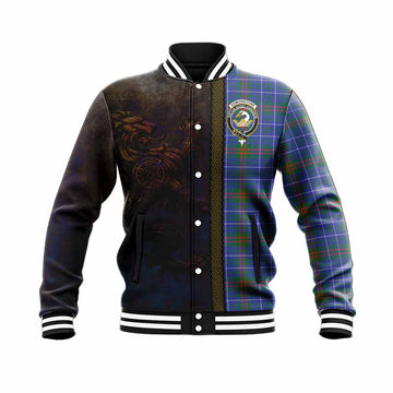 Tartan Vibes Clothing Edmonstone Tartan Family Crest Baseball Jacket Alba Gu Brath Be Brave Lion Ancient Style