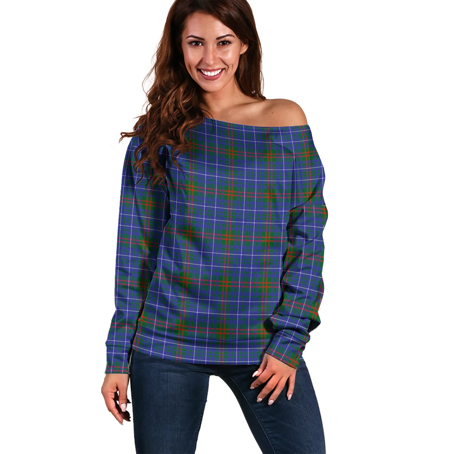 Edmonstone Tartan Off Shoulder Women Sweater Women - Tartan Vibes Clothing