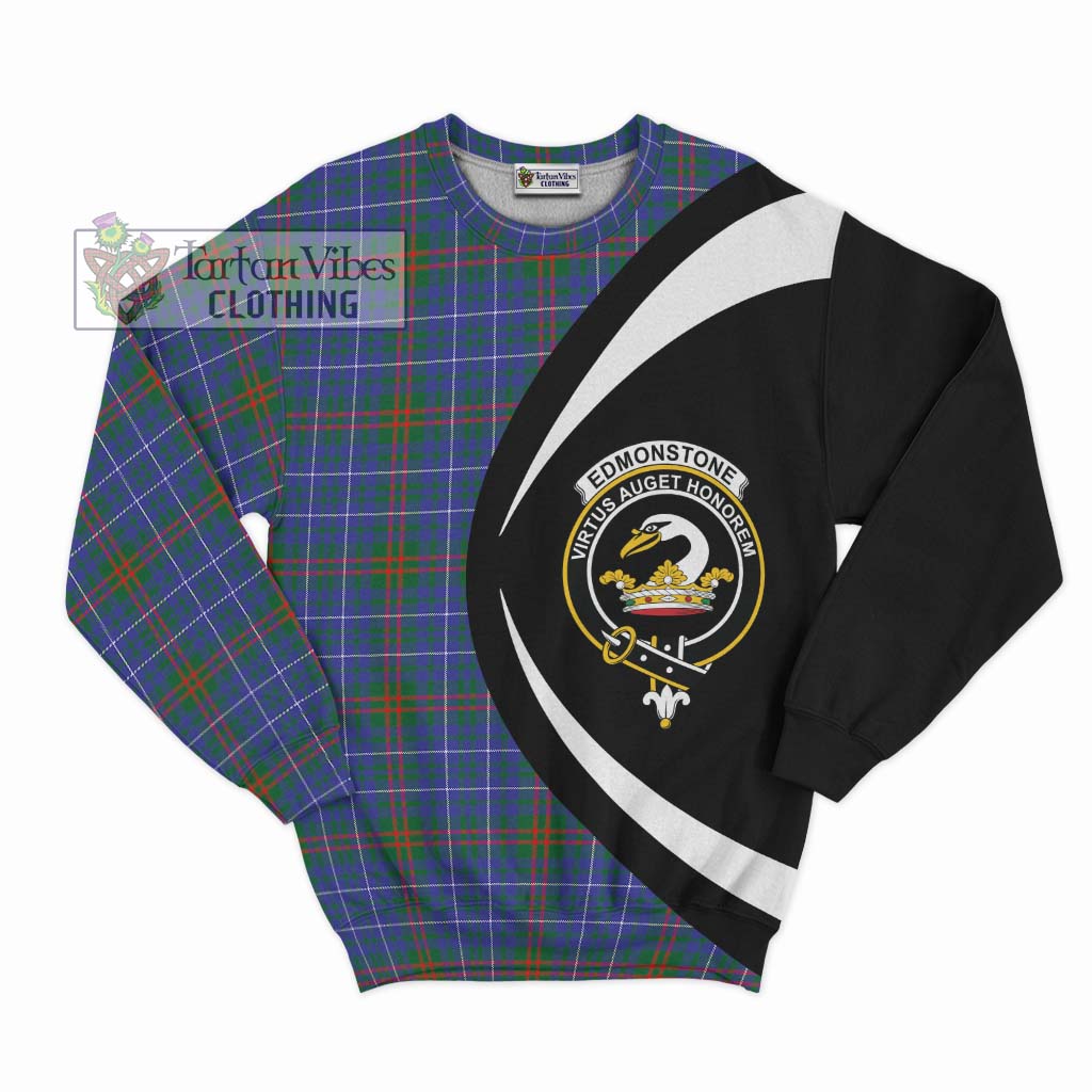 Edmonstone Tartan Sweatshirt with Family Crest Circle Style Unisex - Tartan Vibes Clothing