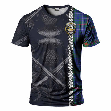 Edmonstone Tartan T-Shirt with Family Crest Cross Sword Thistle Celtic Vibes Kid's Shirt - Tartan Vibes Clothing