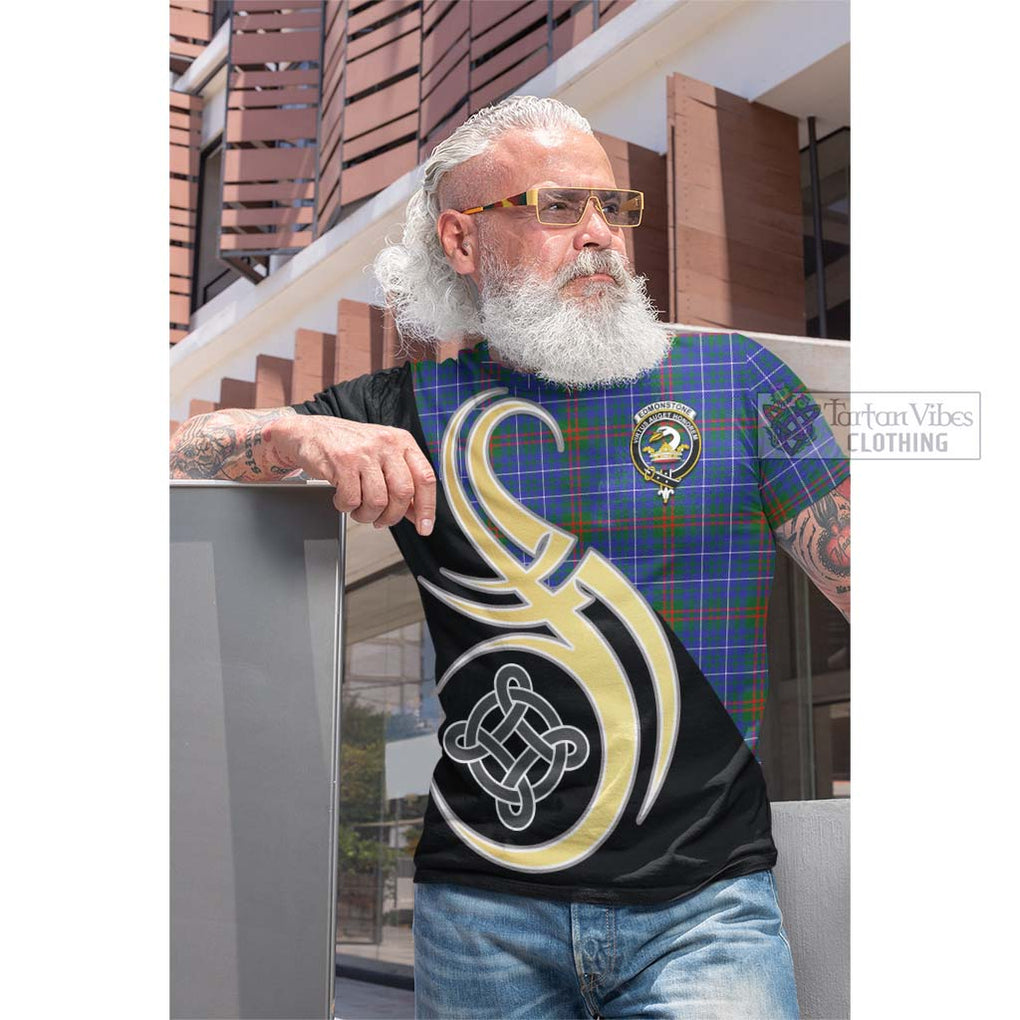 Edmonstone Tartan Cotton T-shirt with Family Crest and Celtic Symbol Style Men's Shirt - Tartan Vibes Clothing