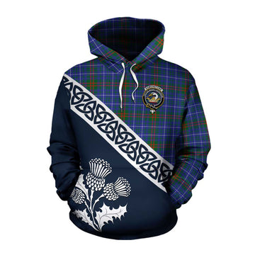 Edmonstone Tartan Cotton Hoodie Featuring Thistle and Scotland Map Pullover Hoodie XS - Tartan Vibes Clothing