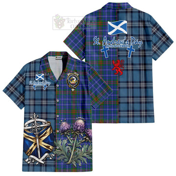 Edmonstone Tartan Hawaiian Shirt Happy St. Andrew's Day Half Tartan Style Kid - Tartan Vibes Clothing