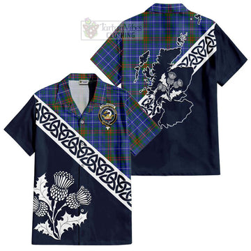 Edmonstone Tartan Hawaiian Shirt Featuring Thistle and Scotland Map Kid - Tartan Vibes Clothing
