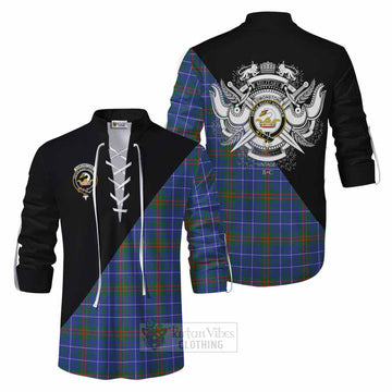 Edmonstone Tartan Ghillie Kilt Shirt with Family Crest and Military Logo Style Men - Tartan Vibes Clothing