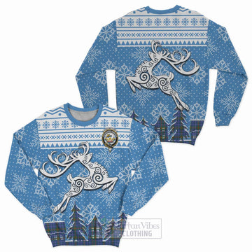 Edmonstone Clan Christmas Sweatshirt Celtic Reindeer Style