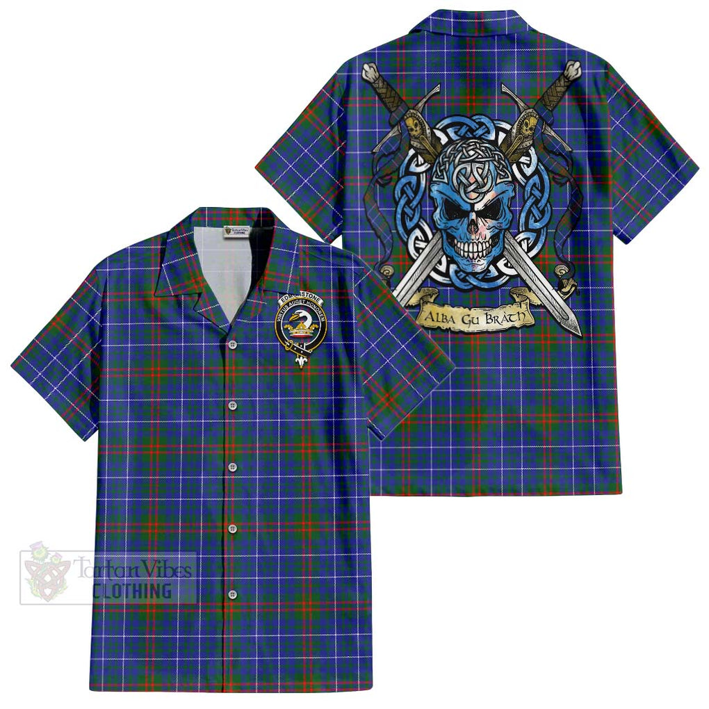 Edmonstone Tartan Hawaiian Shirt with Family Crest Celtic Skull Style Kid - Tartan Vibes Clothing