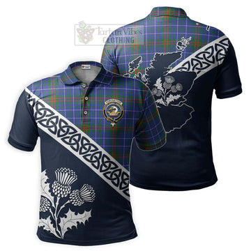 Edmonstone Tartan Polo Shirt Featuring Thistle and Scotland Map Kid - Tartanvibesclothing Store