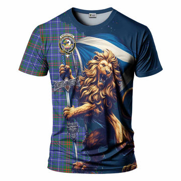 Edmonstone Tartan Family Crest T-Shirt with Scottish Majestic Lion Kid's Shirt - Tartan Vibes Clothing