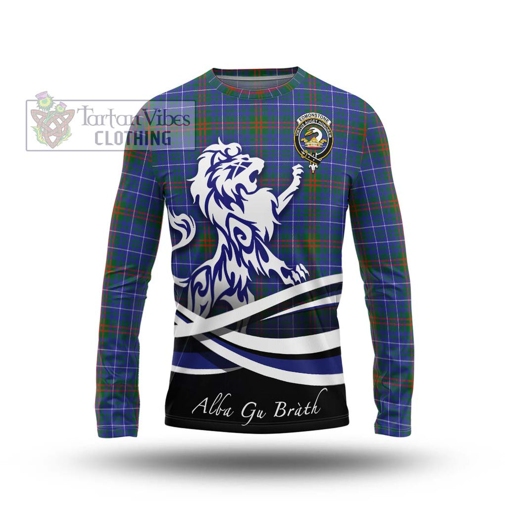 Edmonstone Tartan Long Sleeve T-Shirt with Alba Gu Brath Regal Lion Emblem Unisex - Tartan Vibes Clothing