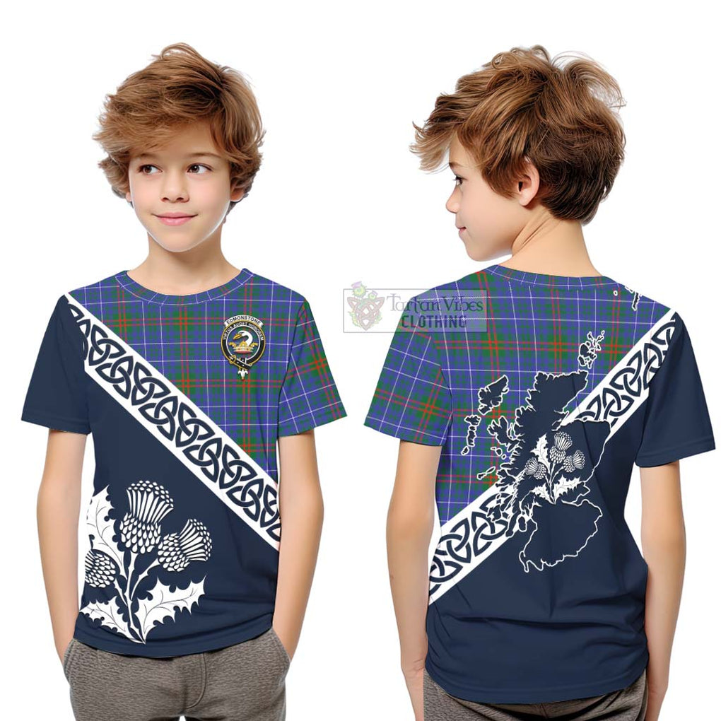Edmonstone Tartan Kid T-Shirt Featuring Thistle and Scotland Map Youth XL Size14 - Tartan Vibes Clothing