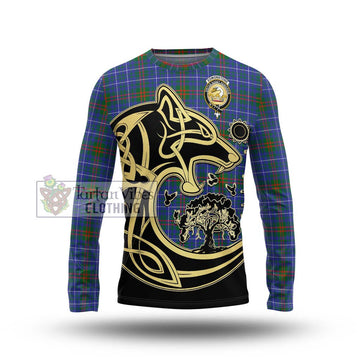 Edmonstone Tartan Long Sleeve T-Shirt with Family Crest Celtic Wolf Style Unisex - Tartan Vibes Clothing