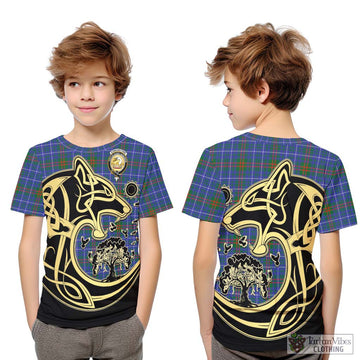 Edmonstone Tartan Kid T-Shirt with Family Crest Celtic Wolf Style Youth XL Size14 - Tartan Vibes Clothing