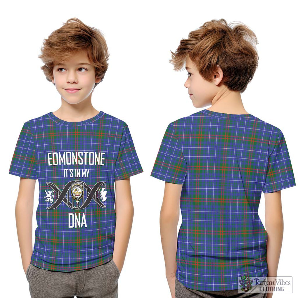 Edmonstone Tartan Kid T-Shirt with Family Crest DNA In Me Style Youth XL Size14 - Tartan Vibes Clothing