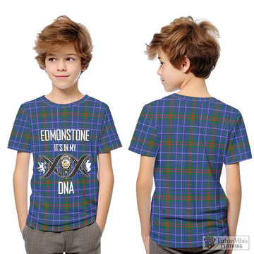 Edmonstone Tartan Kid T-Shirt with Family Crest DNA In Me Style Youth XL Size14 - Tartan Vibes Clothing