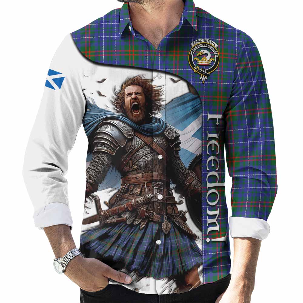 Edmonstone Crest Tartan Long Sleeve Button Shirt Inspired by the Freedom of Scottish Warrior Men's Shirt S - Tartan Vibes Clothing
