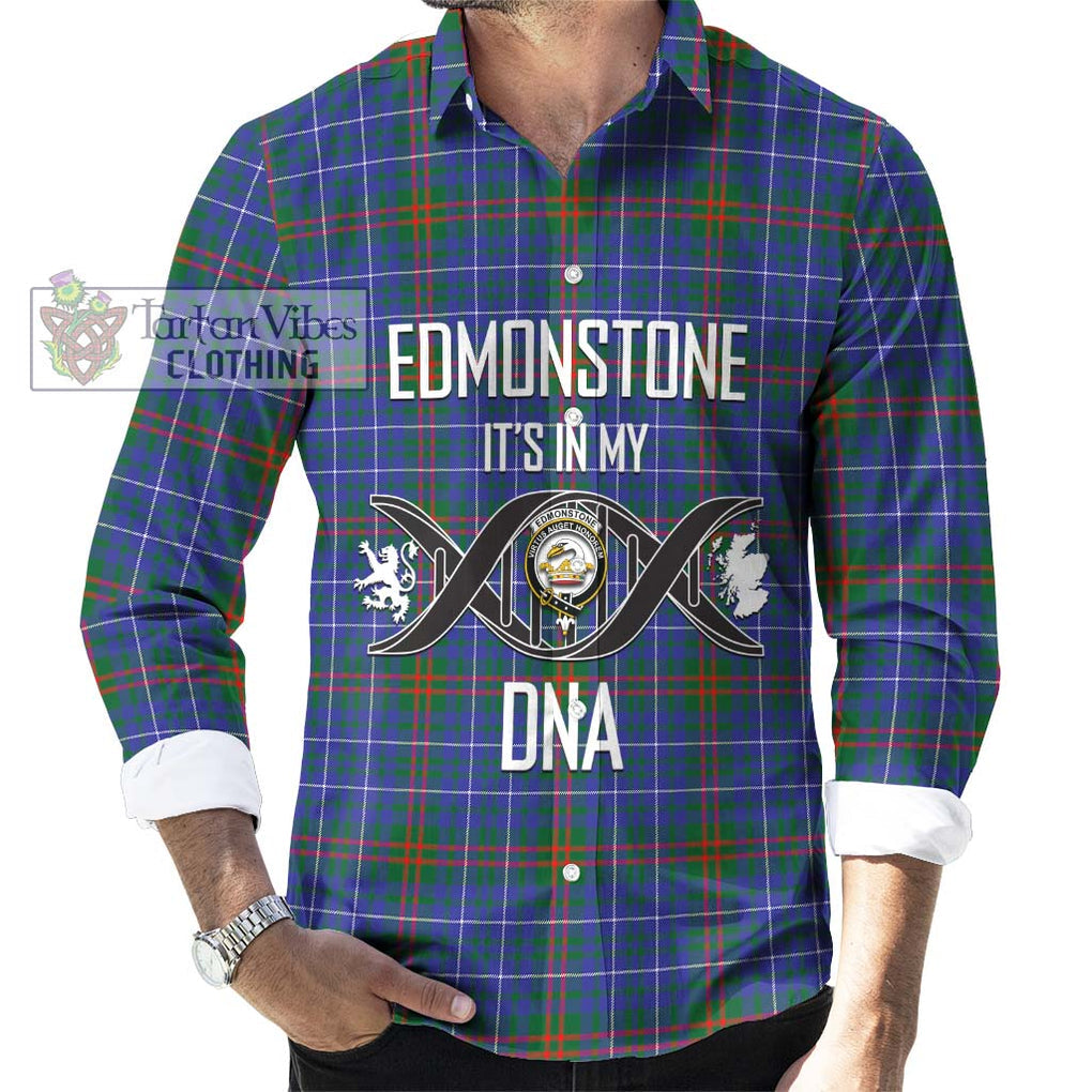 Edmonstone Tartan Long Sleeve Button Shirt with Family Crest DNA In Me Style Men's Shirt S - Tartanvibesclothing Shop