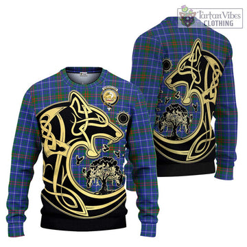 Edmonstone Tartan Ugly Sweater with Family Crest Celtic Wolf Style Unisex - Tartan Vibes Clothing