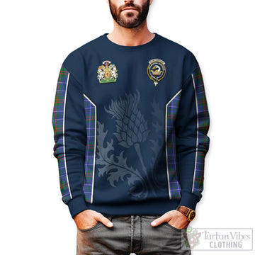 Edmonstone Tartan Sweatshirt with Family Crest and Scottish Thistle Vibes Sport Style