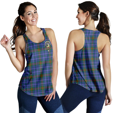 Edmonstone Tartan Women Racerback Tanks with Family Crest 4XL - Tartan Vibes Clothing