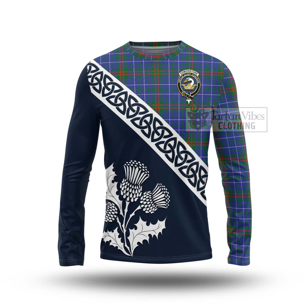Edmonstone Tartan Long Sleeve T-Shirt Featuring Thistle and Scotland Map Unisex - Tartan Vibes Clothing