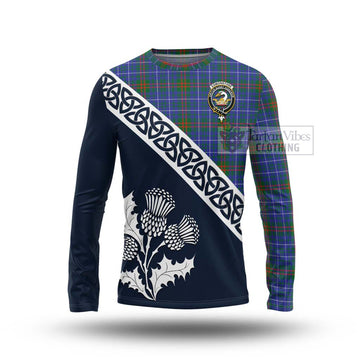 Edmonstone Tartan Long Sleeve T-Shirt Featuring Thistle and Scotland Map Unisex - Tartan Vibes Clothing