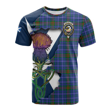 Tartan Vibes Clothing Edmonstone Tartan Family Crest Cotton T-shirt Scottish Thistle Celtic Inspired