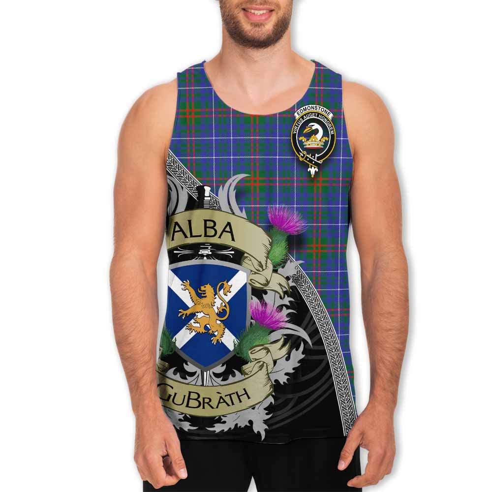 Edmonstone Tartan Family Crest Men's Tank Top Lion Rampant Royal Thistle Shield Celtic Inspired Men - Tartan Vibes Clothing