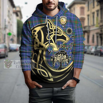 Edmonstone Tartan Hoodie with Family Crest Celtic Wolf Style Zip Hoodie - Tartan Vibes Clothing