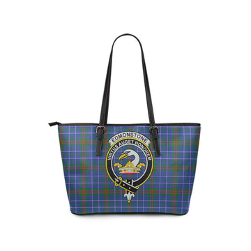 Edmonstone Tartan Leather Tote Bag with Family Crest - Tartan Vibes Clothing