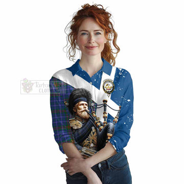 Edmonstone Tartan Women's Casual Shirt with Family Crest Scottish Bagpiper Vibes Female - Tartan Vibes Clothing