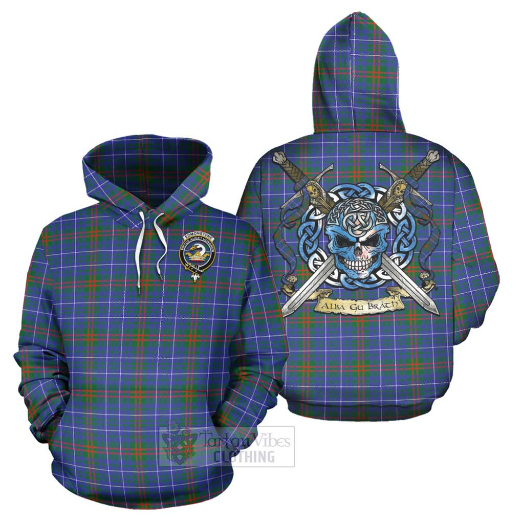 Edmonstone Tartan Hoodie with Family Crest Celtic Skull Style Zip Hoodie - Tartan Vibes Clothing