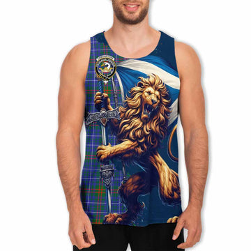 Edmonstone Tartan Family Crest Men's Tank Top with Scottish Majestic Lion Men - Tartan Vibes Clothing
