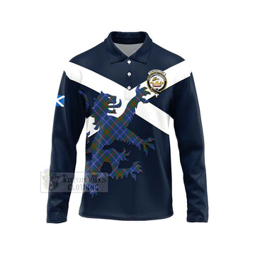 Edmonstone Tartan Lion Rampant Long Sleeve Polo Shirt Proudly Display Your Heritage with Alba Gu Brath and Clan Name Unisex - Tartan Vibes Clothing