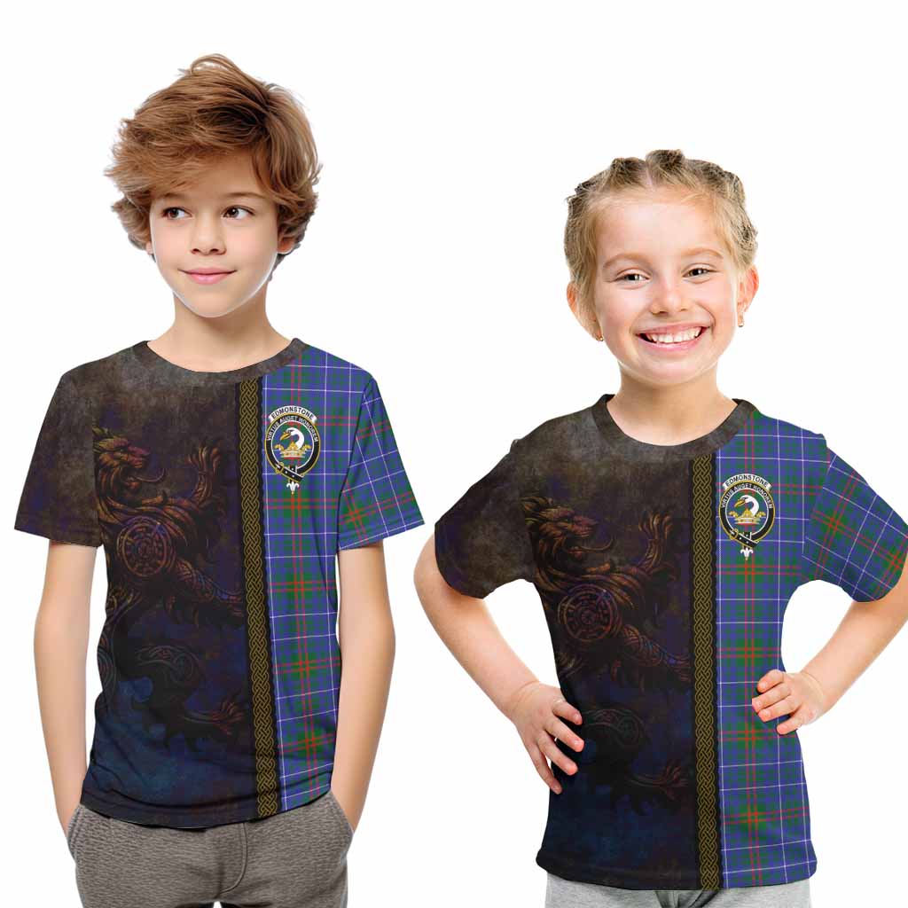 Edmonstone Tartan Family Crest Kid T-Shirt Alba Gu Brath Be Brave Lion Ancient Style Youth XL Size14 - Tartan Vibes Clothing