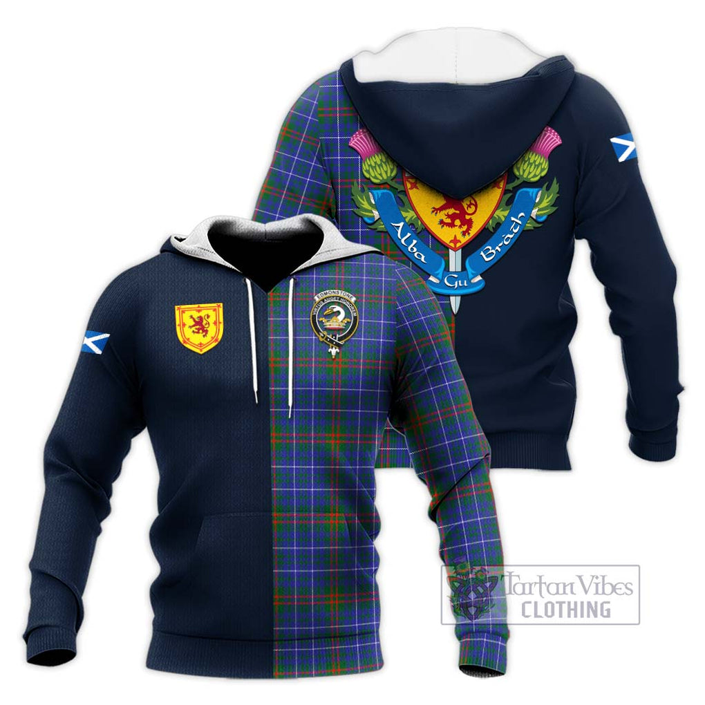 Edmonstone Tartan Knitted Hoodie Alba with Scottish Lion Royal Arm Half Style Unisex Knitted Pullover Hoodie - Tartan Vibes Clothing