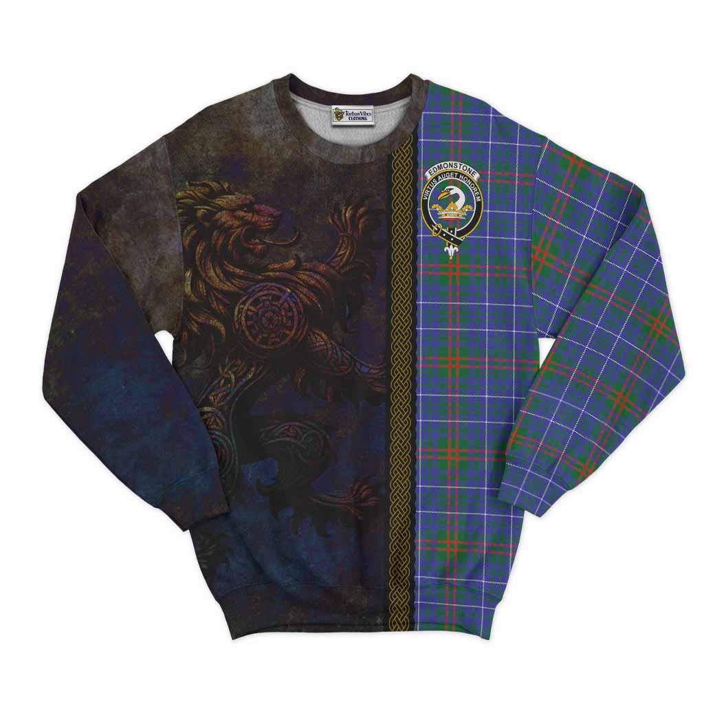 Edmonstone Tartan Family Crest Sweatshirt Alba Gu Brath Be Brave Lion Ancient Style Unisex - Tartan Vibes Clothing