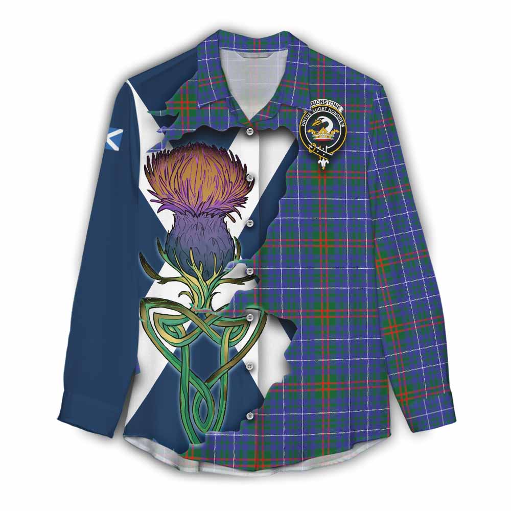 Tartan Vibes Clothing Edmonstone Tartan Family Crest Women's Casual Shirt Scottish Thistle Celtic Inspired