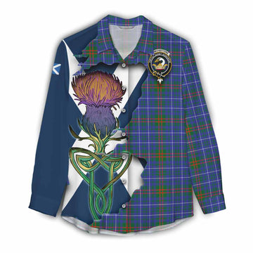 Tartan Vibes Clothing Edmonstone Tartan Family Crest Women's Casual Shirt Scottish Thistle Celtic Inspired