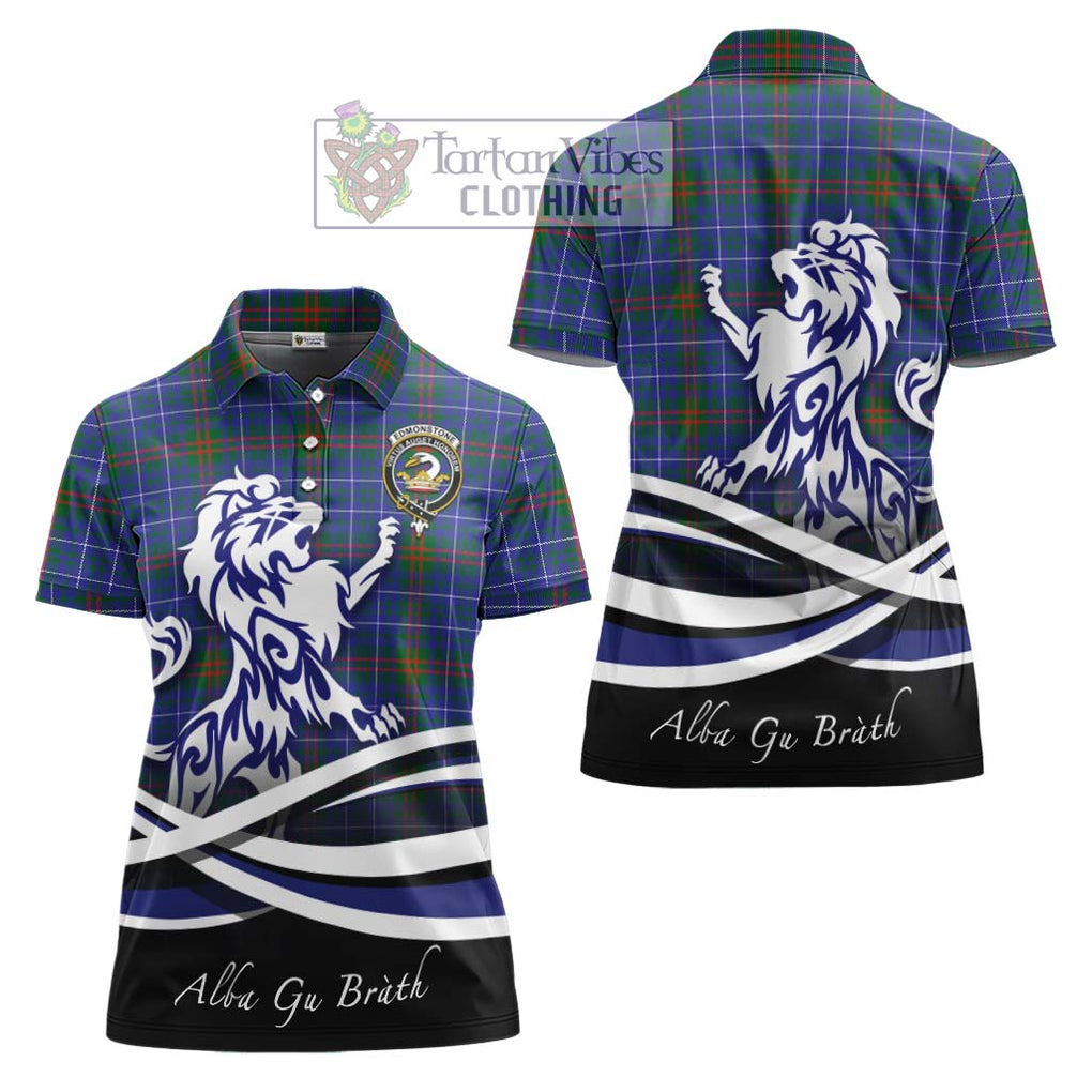 Edmonstone Tartan Women's Polo Shirt with Alba Gu Brath Regal Lion Emblem Women - Tartan Vibes Clothing