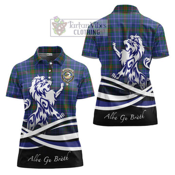Edmonstone Tartan Women's Polo Shirt with Alba Gu Brath Regal Lion Emblem Women - Tartan Vibes Clothing