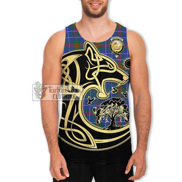 Edmonstone Tartan Men's Tank Top with Family Crest Celtic Wolf Style Men - Tartan Vibes Clothing
