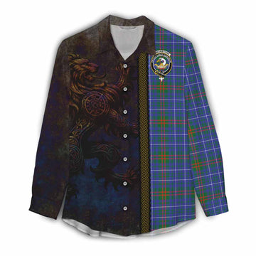 Tartan Vibes Clothing Edmonstone Tartan Family Crest Women's Casual Shirt Alba Gu Brath Be Brave Lion Ancient Style