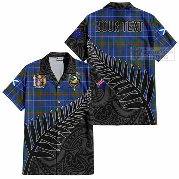 Edmonstone Crest Tartan Hawaiian Shirt with New Zealand Silver Fern Half Style