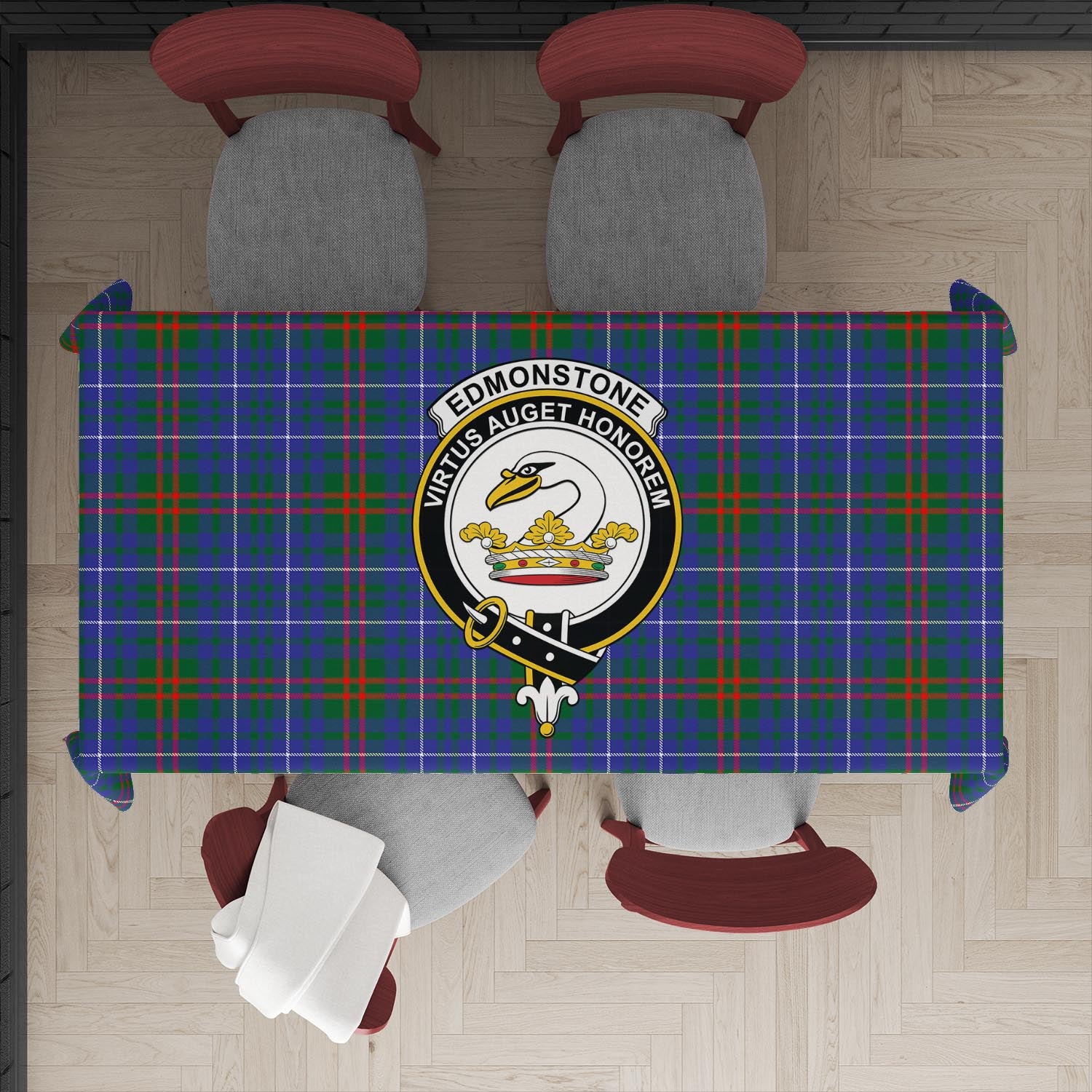 Edmonstone Tartan Tablecloth with Family Crest XL 57.1"x70.9"(145x180cm) - Tartan Vibes Clothing