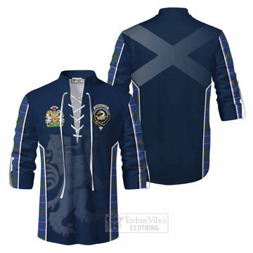 Edmonstone Tartan Ghillie Kilt Shirt with Family Crest and Lion Rampant Vibes Sport Style Men - Tartan Vibes Clothing