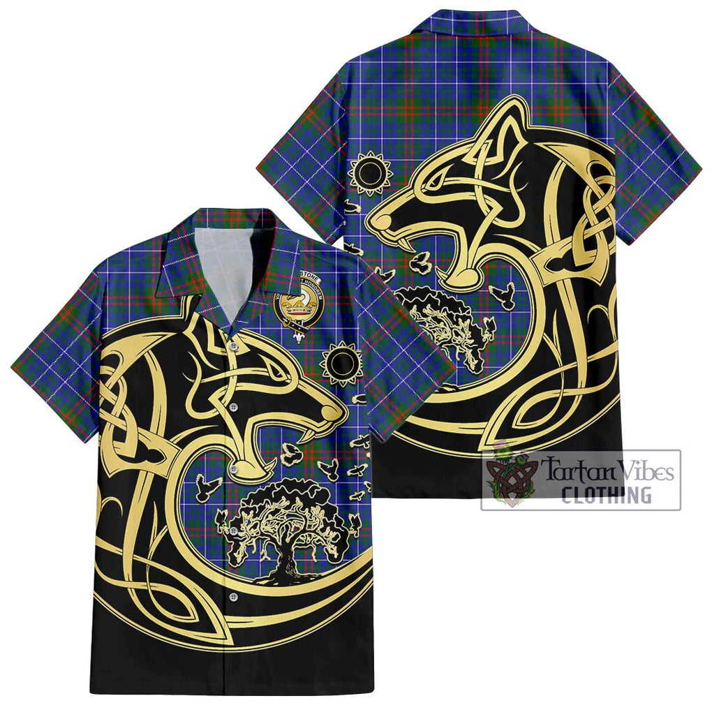 Edmonstone Tartan Hawaiian Shirt with Family Crest Celtic Wolf Style Kid - Tartan Vibes Clothing
