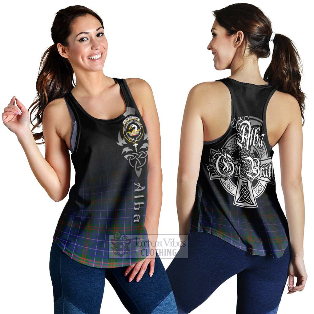Edmonstone Tartan Women's Racerback Tanks Featuring Alba Gu Brath Family Crest Celtic Inspired 4XL - Tartan Vibes Clothing